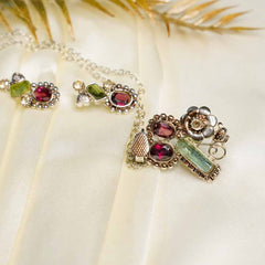 Pendant and Earrings Set (Tourmaline and Garnets)